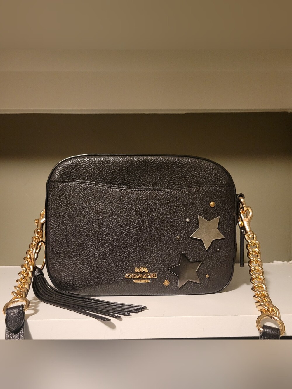 Coach Camera Bag 29411 Black Leather Custom Star Crossbody